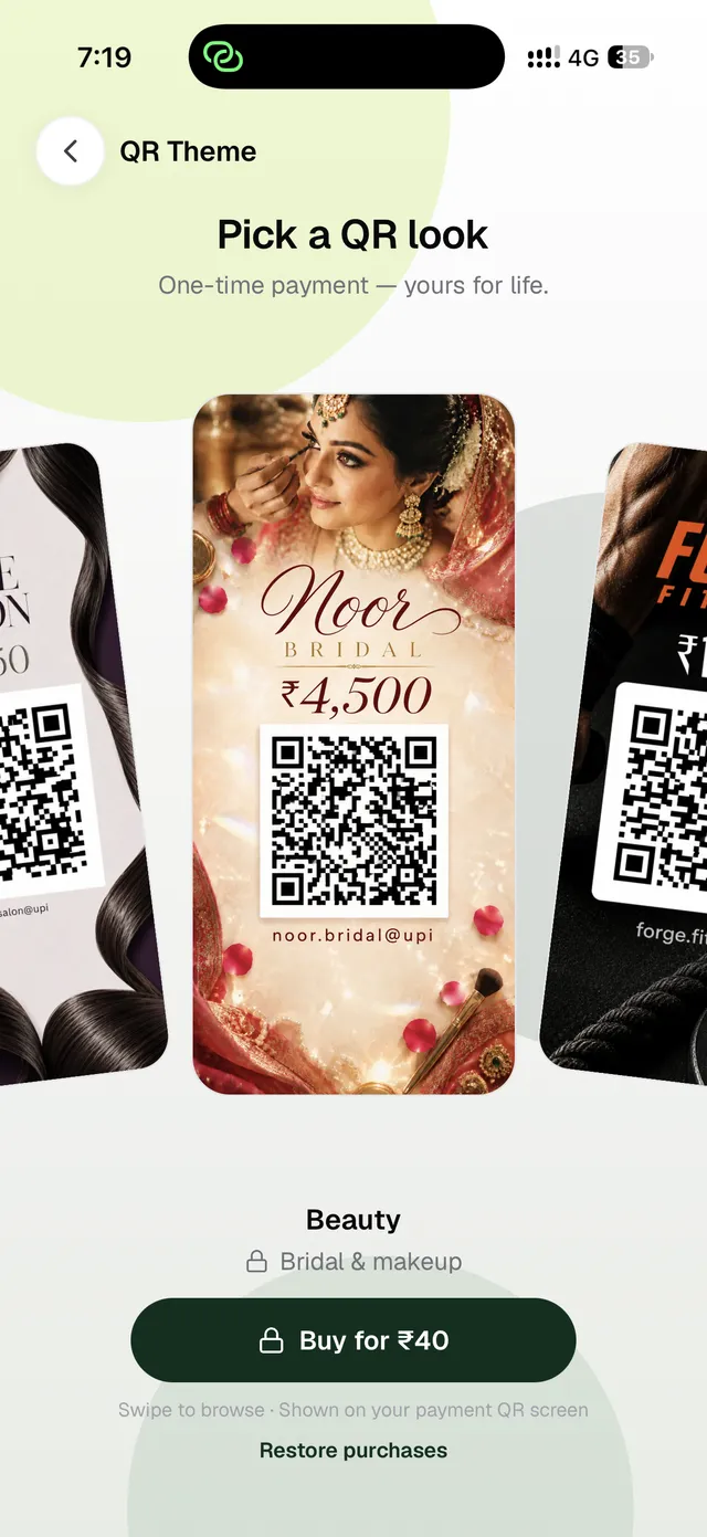 Picking a QR poster theme in MoneyKit